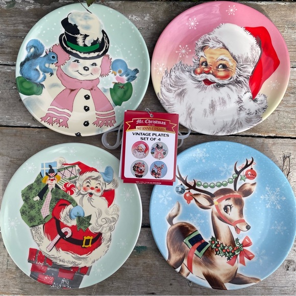 Mr Christmas vintage style salad desert Plates set of 4 - Picture 1 of 10